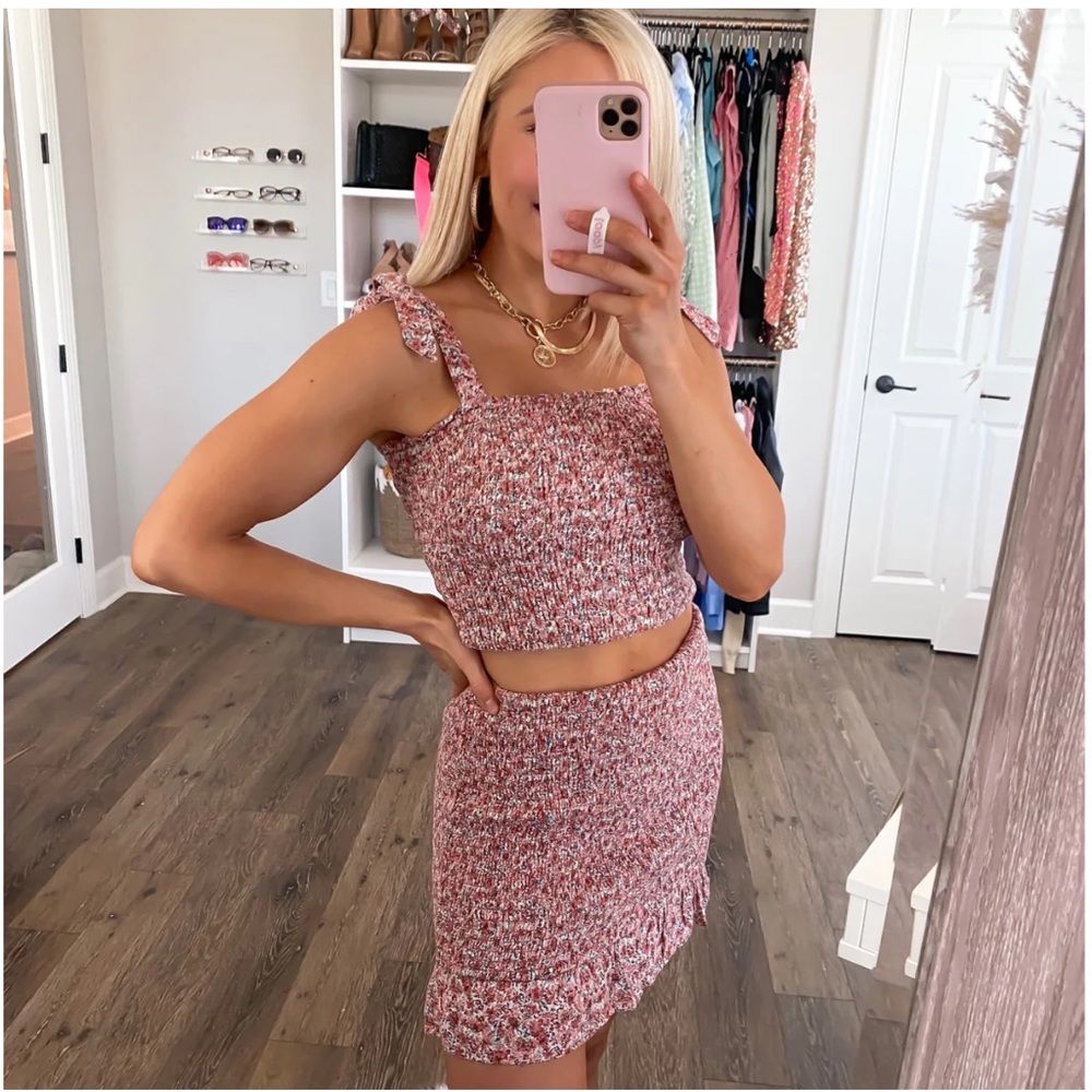 Abercrombie & Fitch Floral Smocked  Skirt and Tie-Strap Cami Top Set NWT Medium